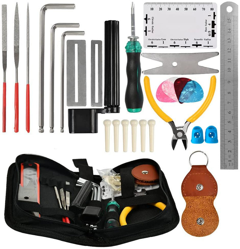 [AUSTRALIA] - Guitar Tool Kits, 28Pcs Repair Setup Maintenance Adjustments with Carry Bag DIY for Electric Guitar, Ukulele, Bass Banjo & Other Stringed Instruments Beginner Professionals Luthier Easy Use 28-Piece 