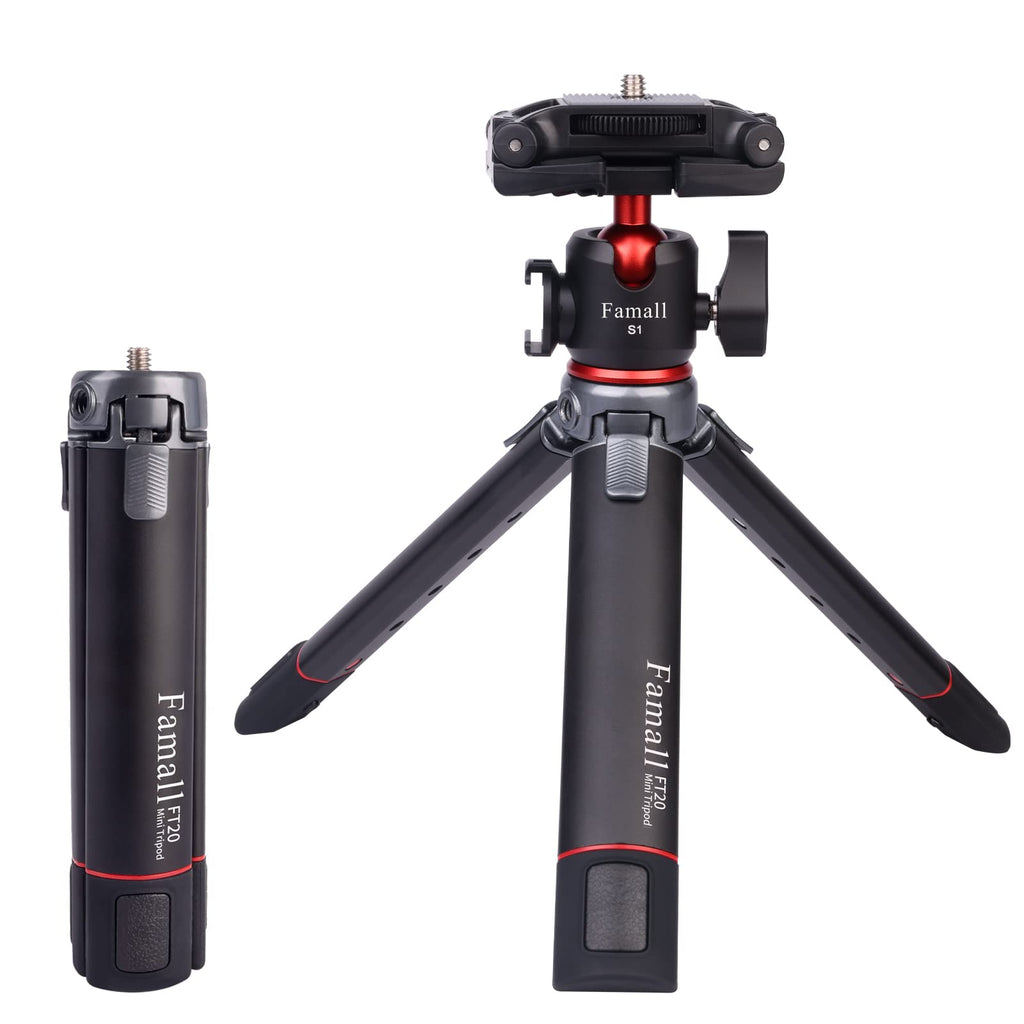Phone Tripod, Camera Tripod Stand with Cold Shoe, Mini Travel Tripod for iPhone Vlogging Live Streaming Fliming
