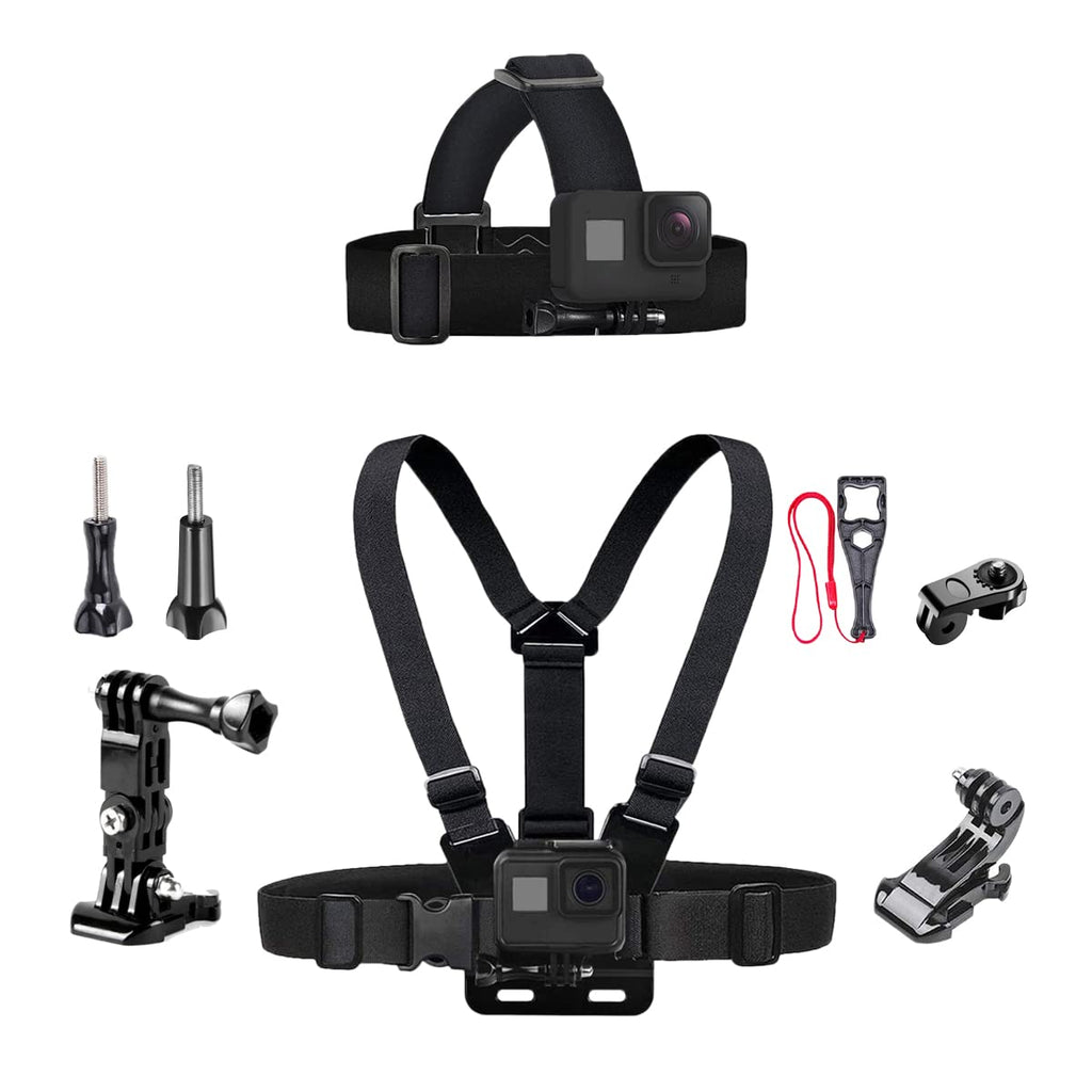 WLPREOE Adjustable Chest Mount Strap + Head Strap Mount + Extension Arm Straight Joints Mount Kit for GoPro Hero10 9 8 7 Black 7 Silver 7 White 6, 5, 4, Hero (2018) Action Camera