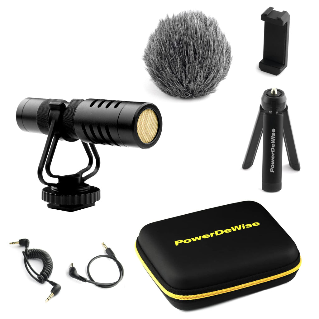 Universal Video Microphone Kit with Tripod and Accessories - Mic for iPhone, Android Smartphones, Canon EOS Cameras, Nikon DSLR, Shotgun Video Recording