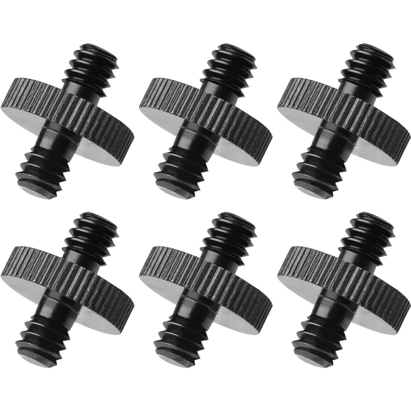1/4" Male to 1/4" Male Threaded Tripod Screw Adapter Double Head Stud Standard Mounting Thread Converter for Camera Cage Mount Light Stand Monopo Shoulder Rig Tripod Black-6 Packs 6 Packs