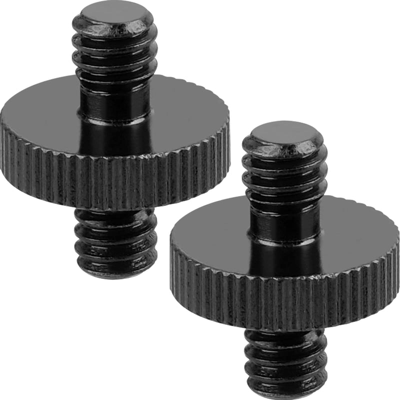 1/4" Male to 1/4" Male Threaded Tripod Screw Adapter Double Head Stud Standard Mounting Thread Converter for Camera Cage Mount Light Stand Monopo Shoulder Rig Tripod Black-2 Packs 2 Packs