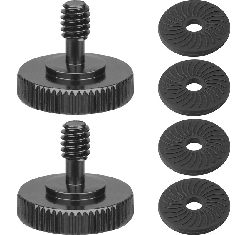 2 Packs Thumb Screw Camera Quick Release Adapter with 4 Packs Rubber Washers,1/4 Male to 1/4 Female Thread Thumbscrew L Bracket Mount Tripod Screw Rubber Pads for Camera Mounting Plate Flash Bracket Blue