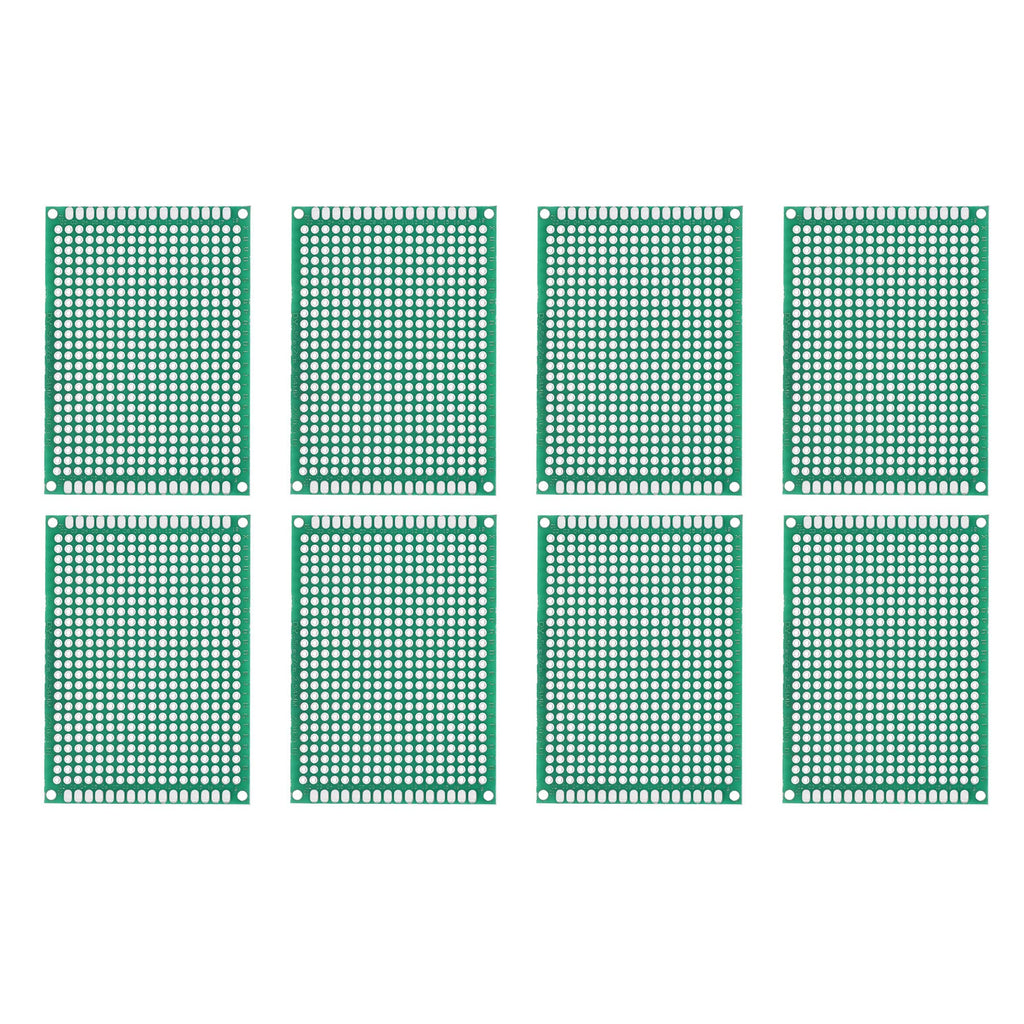 MECCANIXITY PCB Board Double Sided Printed Circuit Prototyping Boards Plated Through Holes for DIY Soldering Electronic Projects, 50mmx70mm, Green Pack of 8