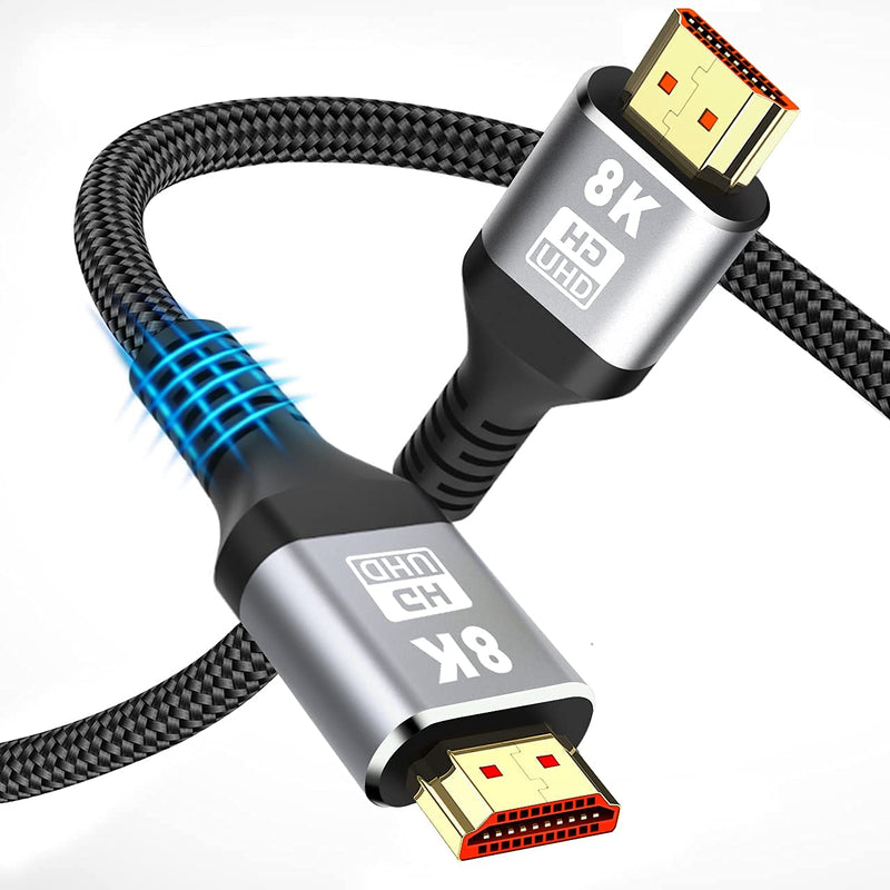 8K HDMI Cable - Rommisie 10FT(HDMI 2.1,48Gbps) Ultra High Speed Gold Plated Connectors- 8K@60Hz (7680x4320) 4:4:4 HDR HDCP 2.2 eARC, HDMI Braided Lead Compatible with 3D TV, Projector Monitor