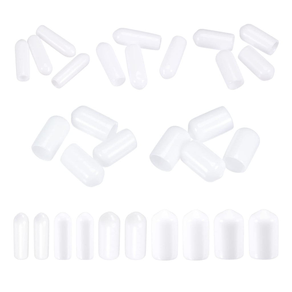 MECCANIXITY Round End Caps Rubber Cover 100pcs 1/8" 3/16" 1/4" 5/16" 3/8" White Screw Protector for Screw Bolt Pipe