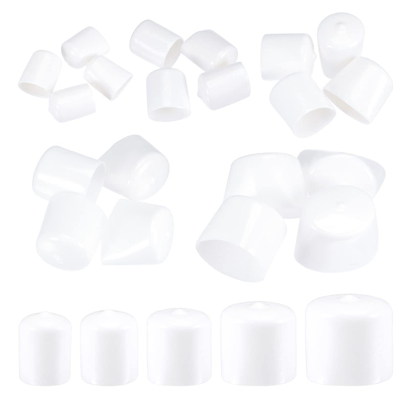 MECCANIXITY Round End Caps Rubber Cover 25pcs 3/4" 7/8" 1" 1 1/2" 2" White Screw Protector for Screw Bolt Pipe