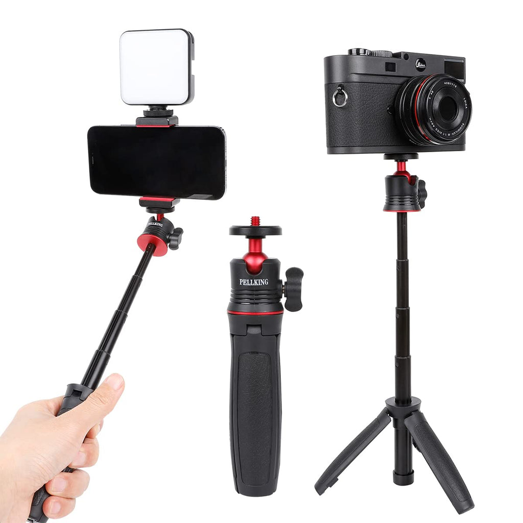 Pellking Mini Selfie Stick Tripod Stand Handle Grip for Camera, 1/4" Screw Universal for Sony/Canon/Nikon/Fujifilm Vlog Camera/Webcam iPhone, Video Shooting Filming Table Stand