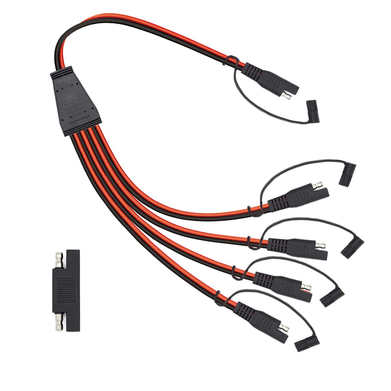 Billion wealth 2Feet / 65cm SAE Connector Y Splitter 1 to 4 Extension Cable Compatible with Solar Connection and Transfer (12 AWG 1 to 4) 12 AWG 1 to 4