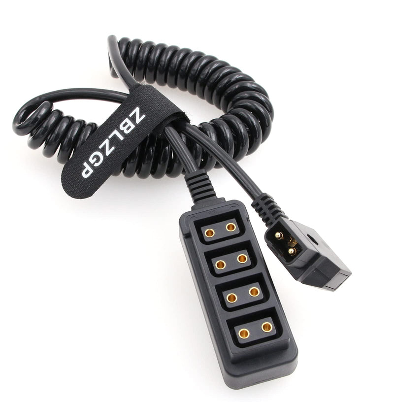 [AUSTRALIA] - ZBLZGP Male D-Tap to 4-Port Female D-Tap Splitter Cable for Anton Bauer V-Mount Battery (Coiled Cable) Coiled Cable 