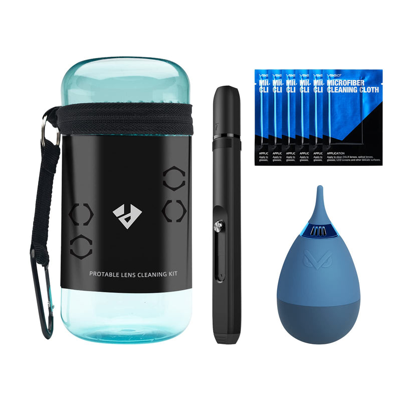 [AUSTRALIA] - VSGO VS-A8E Camera Cleaning Kit Portable Bottle Tumbler Air Blower Lens Cleaning Pen Lens Microfiber Cleaning Cloth Compatible for Canon, Nikon, Pentax, Sony, Samsung, Fuji Optical Lens DSLR Camera 