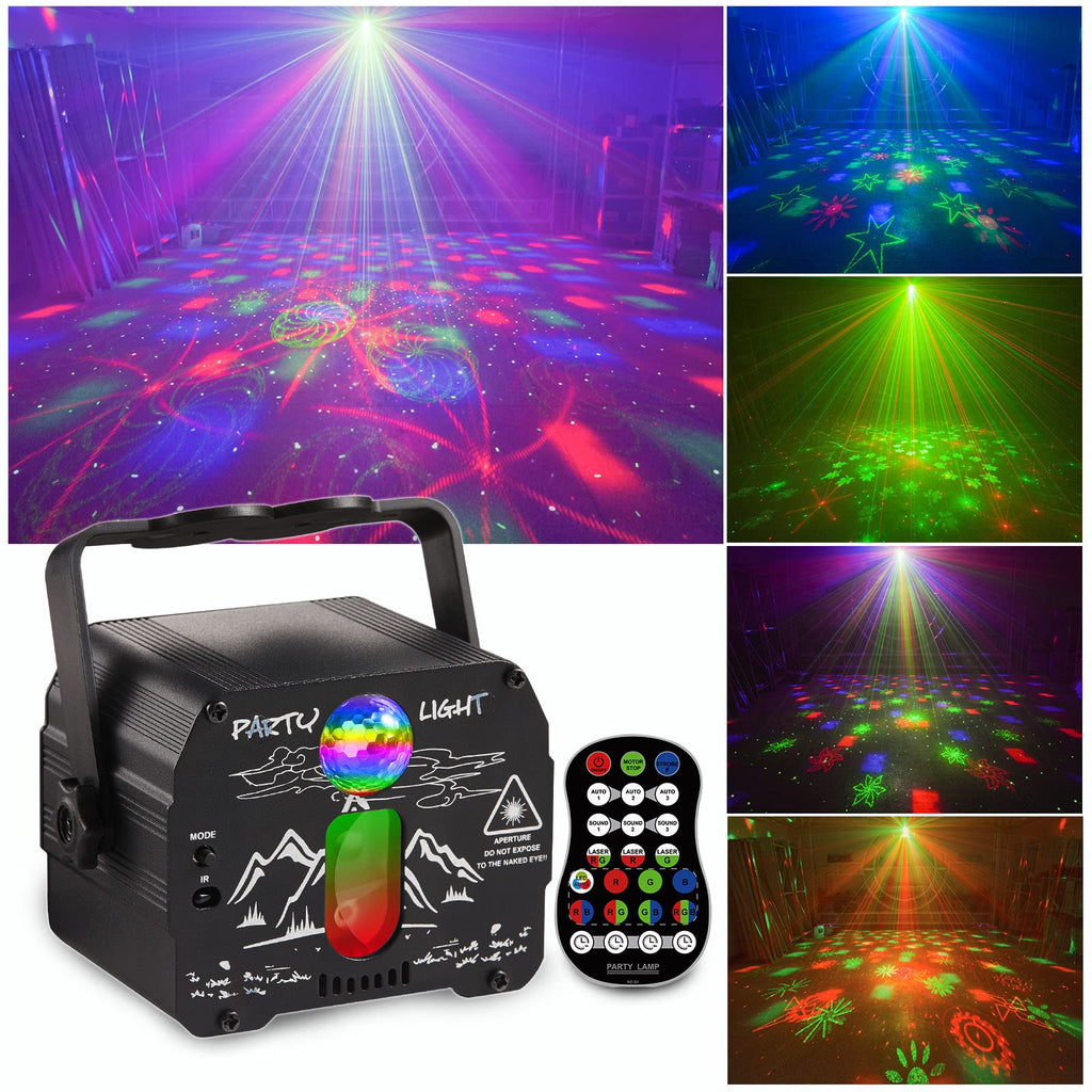 Disco Lights for Parties, Party Laser Light Sound Activated with Remote, USB Powered Strobe Lazer Lights for Indoor DJ Disco Dance Party Stage Show Lighting USB Charging