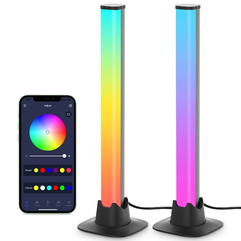 Smart RGB Light Bars, Leereel LED Gaming Lights, TV Ambient Backlight - 118 Scene Modes & 4 Music Modes, Bluetooth APP Control, RGB Color Light Bars for Gaming,Room, TV