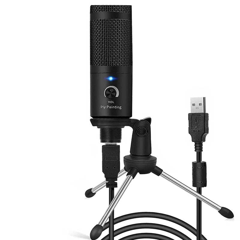Piy Painting USB Microphone, 192kHz/24bit Condenser Studio Mic Recording Microphone Plug&Play Compatible with PC Laptop Computer Microphone for Podcasting Gaming Streaming V2.4