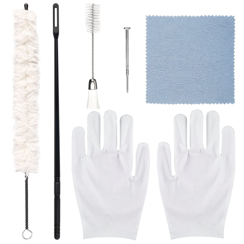 LUTER Flute Cleaning Kit, Including 1pc Cotton Flute Cleaning Swab 1pc Double Ended Dust Brush 1pc Cleaning Rod 1pc Polishing Cloth 1 Pair of Cotton Gloves 1pc Screwdriver Flute Tools (Totally 6pcs)