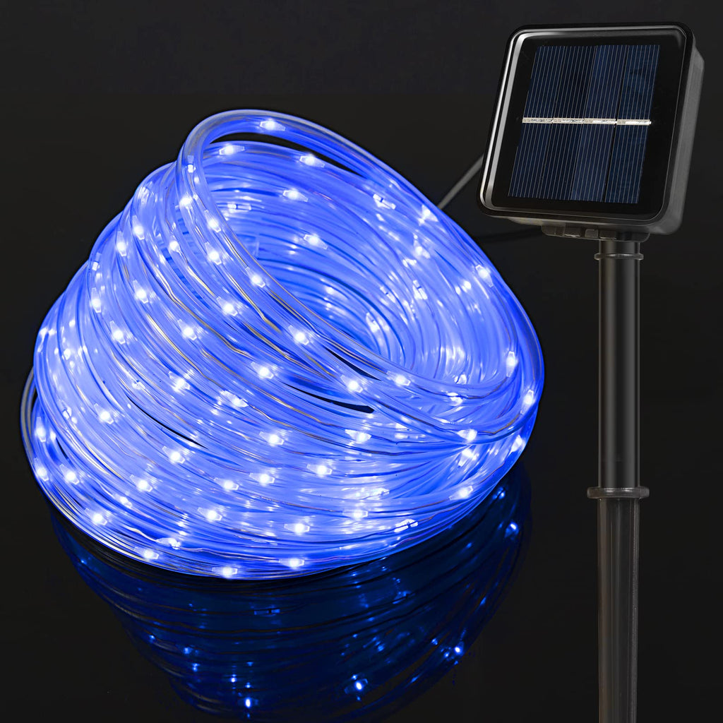 MAEXUS Solar Rope Lights Outdoor, 39.4 Ft 100 LED Rope Lights, Solar String Lights for Outside, 8 Modes Fairy String Lights Outdoor Decoration for Garden Patio Weddings Christmas Décor (Blue) Blue