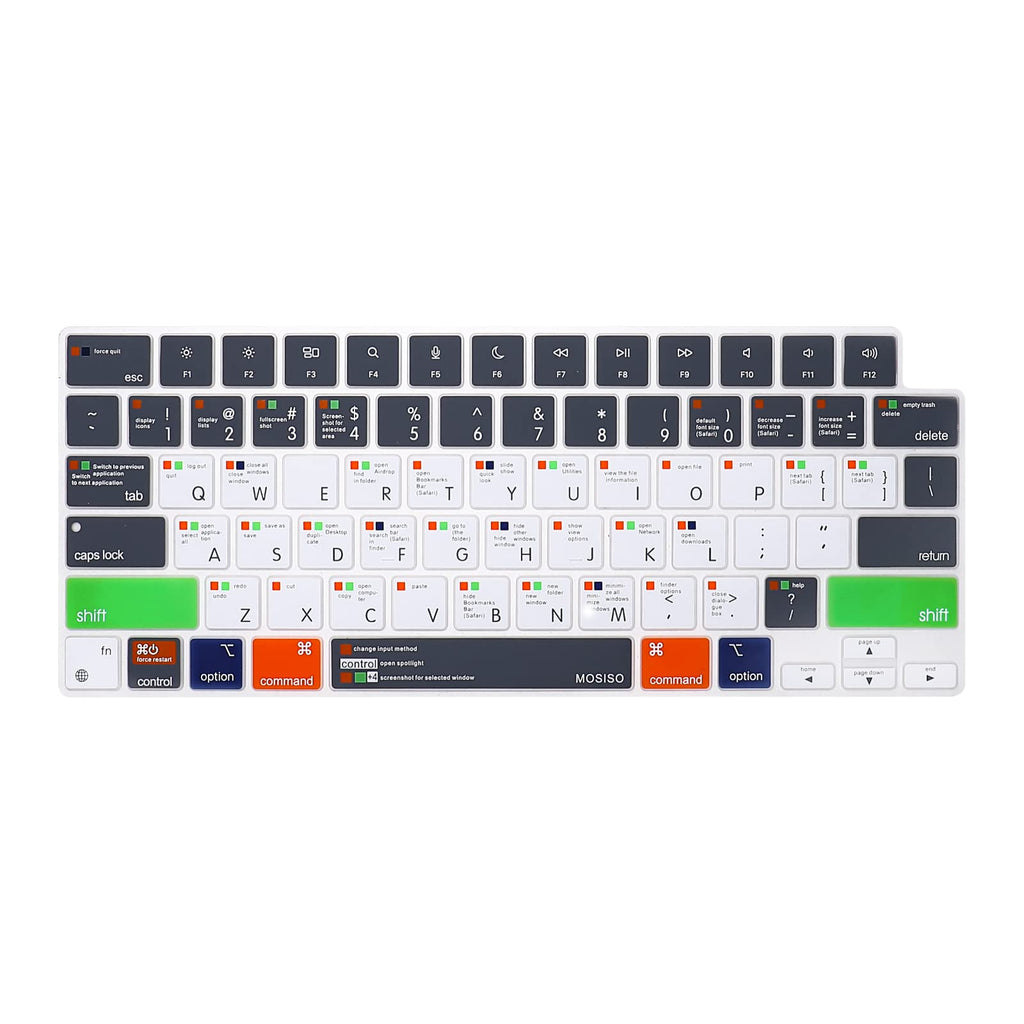 MOSISO Keyboard Cover Compatible with MacBook Pro 14 inch 2022 2021 M1 Pro/Max A2442&Compatible with MacBook Pro 16 inch 2021 2022 M1 Pro/M1 Max A2485,Protective Silicone Skin, Mac OS X Shortcut, Gray