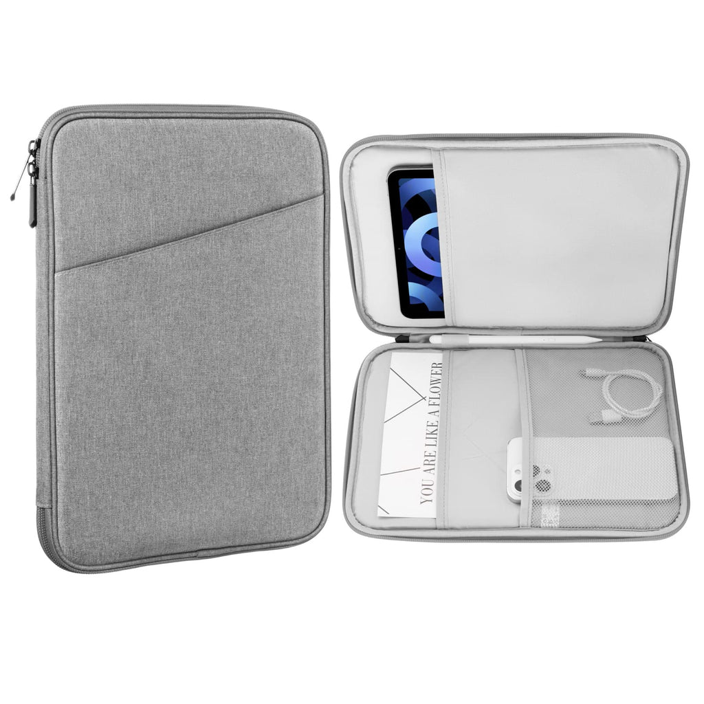 MoKo 9-11 Inch Tablet Sleeve Case, Fits iPad air 5 10.9" 2022, iPad Pro 11 2021-2018, iPad 10.2 2021-2019, iPad Air 4 10.9, Tab S8/A7, Protective Bag Carrying Case with Pocket, Light Gray