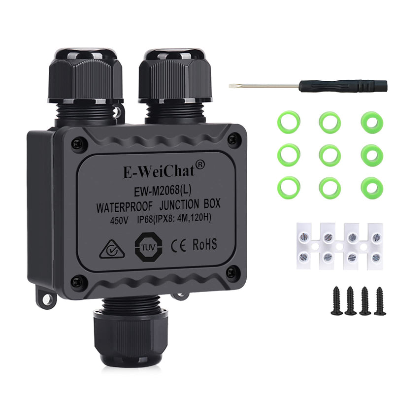 Junction Box Outdoor Waterproof Electrical Box, 3 Way Plug Line Plastic External Junction Box, M25 Coaxial Wire Connector, Electric Power Cord Boxes Suitable for Outdoor Lights, Landscape Lighting (3way) 3way