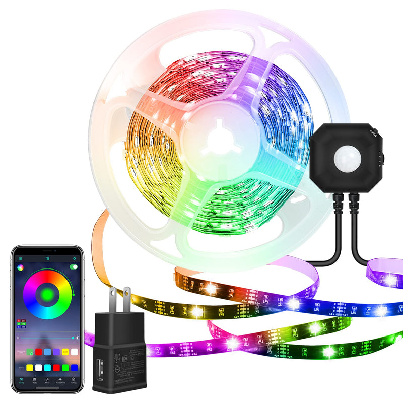 [AUSTRALIA] - Motion Activated LED Light Strip with APP Control, 9.8ft RGB Motion Sensor Under Bed Lights with 4 Timing Off Modes, USB 5V Plug-in Dimmable Night Light for Bed,Wardrobe,Cabinet,Staircase Decor LED Lights- 1 Kit 