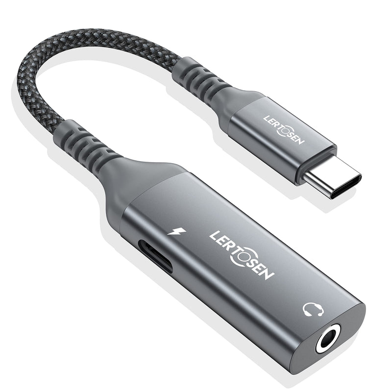 USB Type C to 3.5mm Headphone and Charger Adapter,LERTOSEN 2-in-1 USB C to Aux Audio Adapter Jack Splitter with PD 60W Fast Charging Dongle for Galaxy S22/S21/S20/Note 20/10,Pixel 4/3/2/XL,iPad Pro