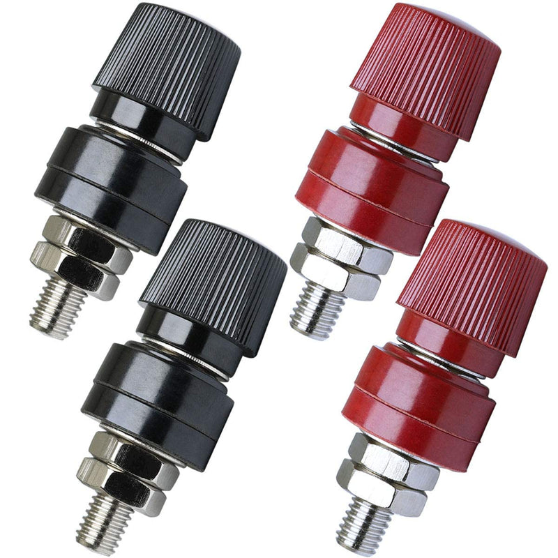 MEETOOT 4pcs 555 Pure Brass Terminal Binding Post M8 Copper Screw 8mm Voltage Regulator Terminal Block Power Terminal Red and Black