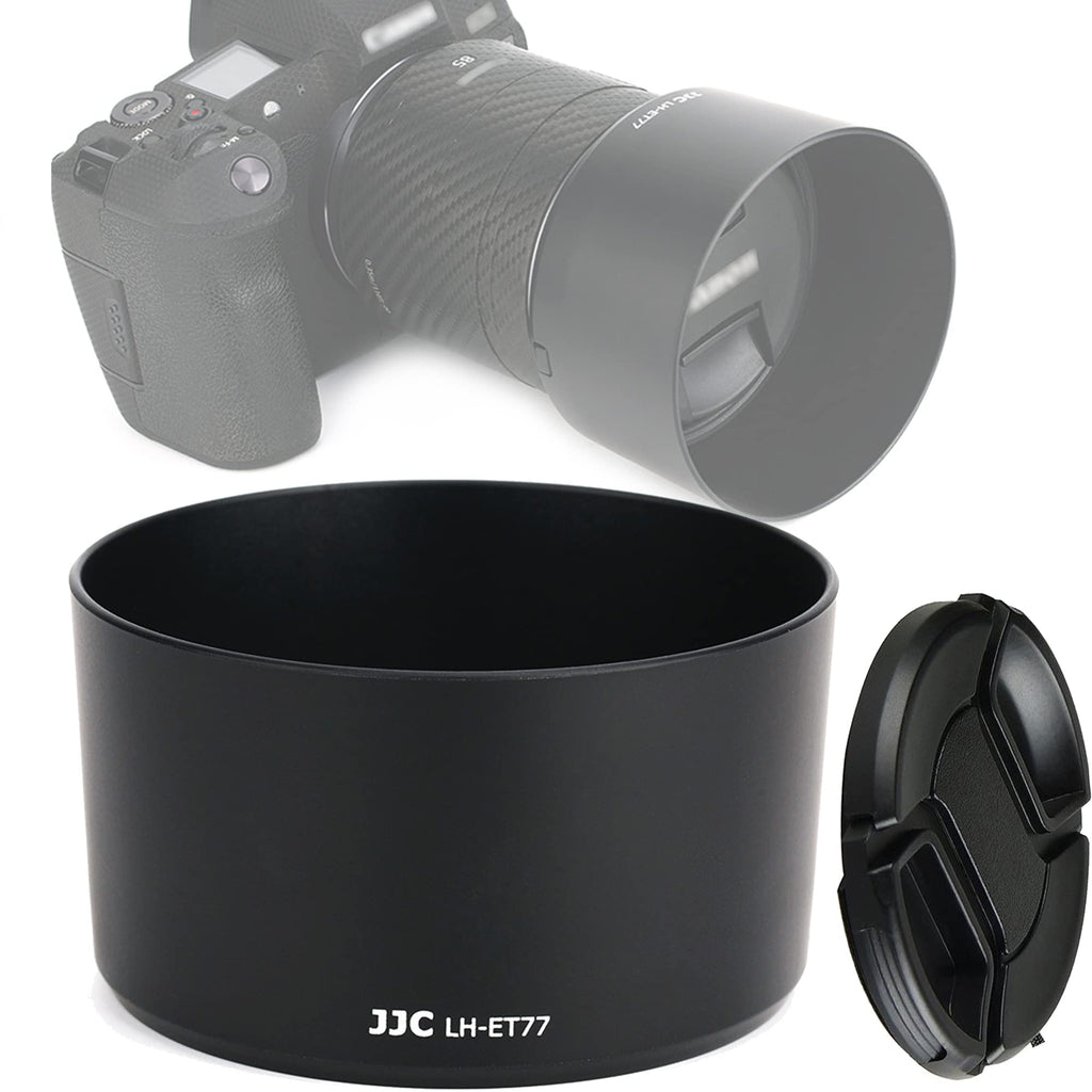 JJC LH-ET77 Black Dedicated Bayonet Mount Lens Hood Shade, Compatible with Canon RF 85mm f/2 Macro is STM Lense, Reversible Non-Glare Matte Finish, Replacement of ET-77 Lens Hood