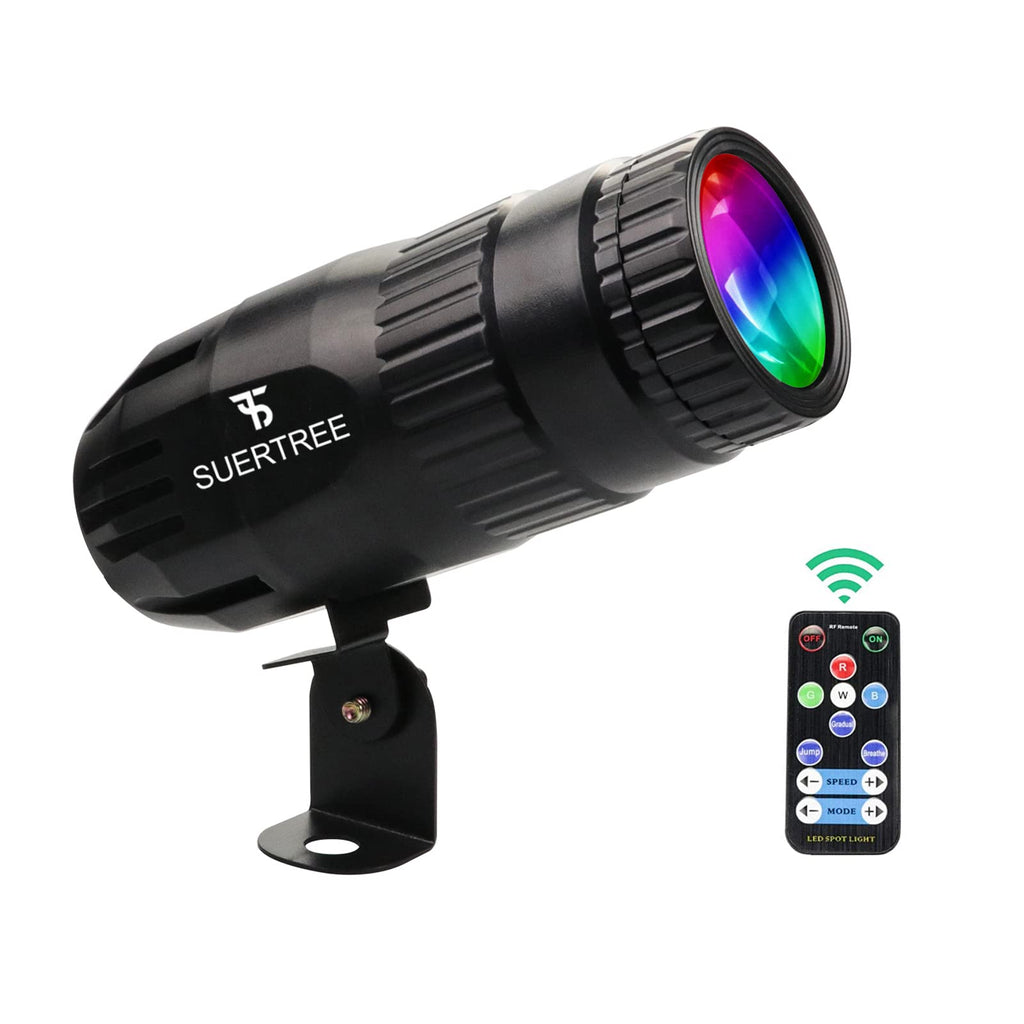 Suertree Pinspot Light with Remote - Mirror Ball Spotlight with Mini 15W RGBW LED Beam - 4 in 1 Super Bright Stage Spotlight for DJ, Bar, Club, Parties and Wedding(Black) Black