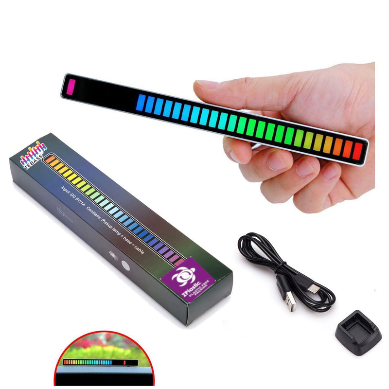 TEBASS RGB Light Bar, Music Level Sound Activated LED Lights 32 LED RGB 2022 Colorful, High Sensitive Patented Noise Removal Software for Car DJ/Youtuber Studio Gaming Set and Studio to Sing