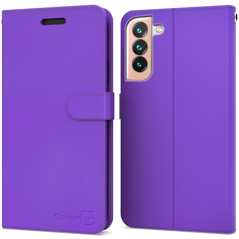 CoverON Wallet Pouch Designed for Samsung Galaxy S22 Plus Case, RFID Blocking Flip Folio Stand PU Leather Phone Cover - Purple