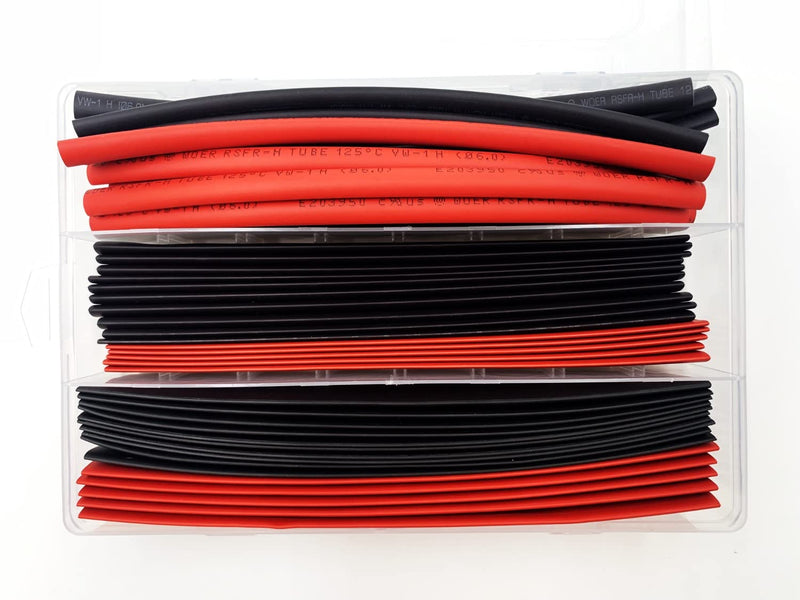 50 pcs Heat Shrink Tubing, Black & Red, Length 7 inch, Electrical Cable Wire Shrink Wrap Lasting Insulation Protection, Diameter 3 Sizes 1/4, 1/2, 3/4 inch Kit