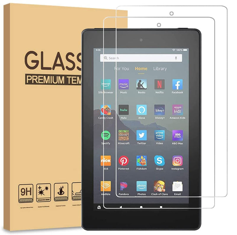 Screen Protector for Firre 7 and Kids Pro Tablet 7 inch, Tempered Glass Screen Protector Film for(9th and 7th Generation, 2019 and 2017 Release), High Definition, 9H Hardness Bubble-free, 2 Pack
