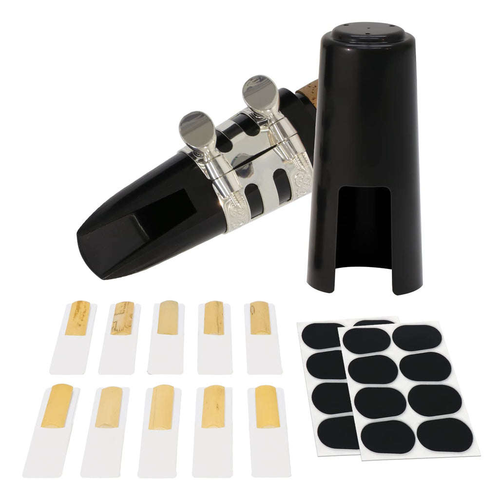 29 Pcs Bb Clarinet Mouthpiece Kit Includes Ligature, Mouthpiece Cushions, Clarinet Reeds 2.5 and Black Plastic Cap