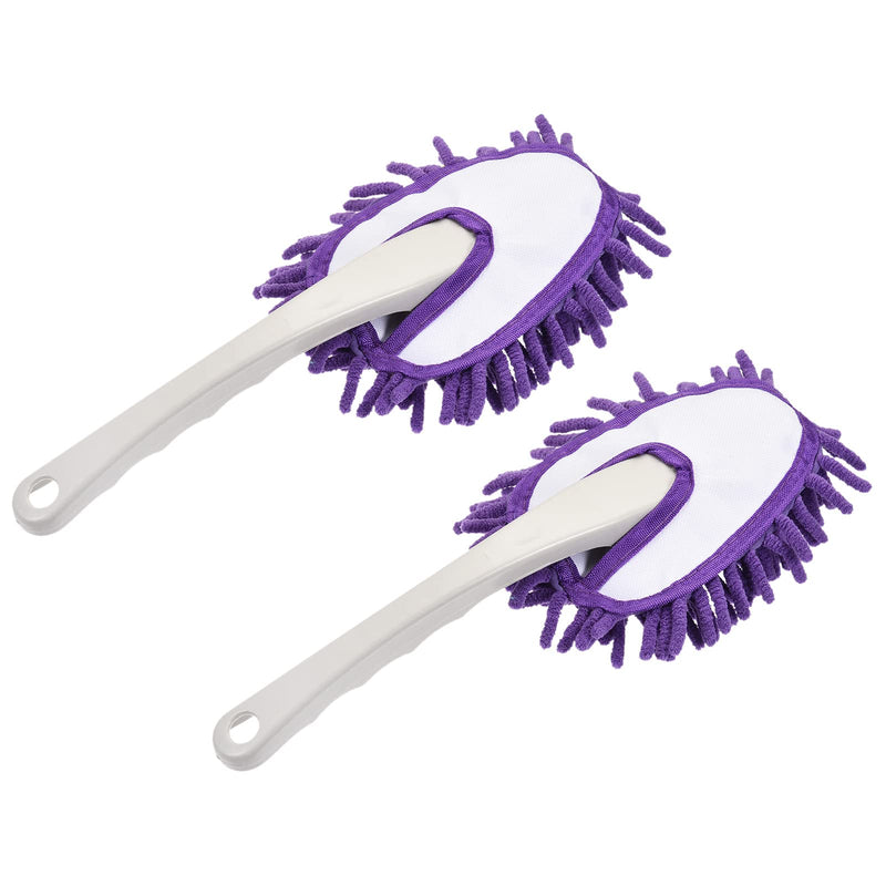 MECCANIXITY Microfiber Chenille Duster Washable Cleaning Brush Dusting Tool for Computer, Keyboard, Window, Furniture, Home, Kitchen, Office, Purple, Pack of 2