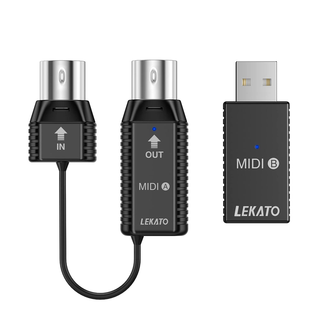 LEKATO Wireless MIDI Adapter Bluetooth 5.0 with USB MIDI Ultra Low Latency 5 PIN for Synthesizer EWI Keytar Digital Piano Keyboard to MIDI Devices, Mac OS/iOS, Win XP