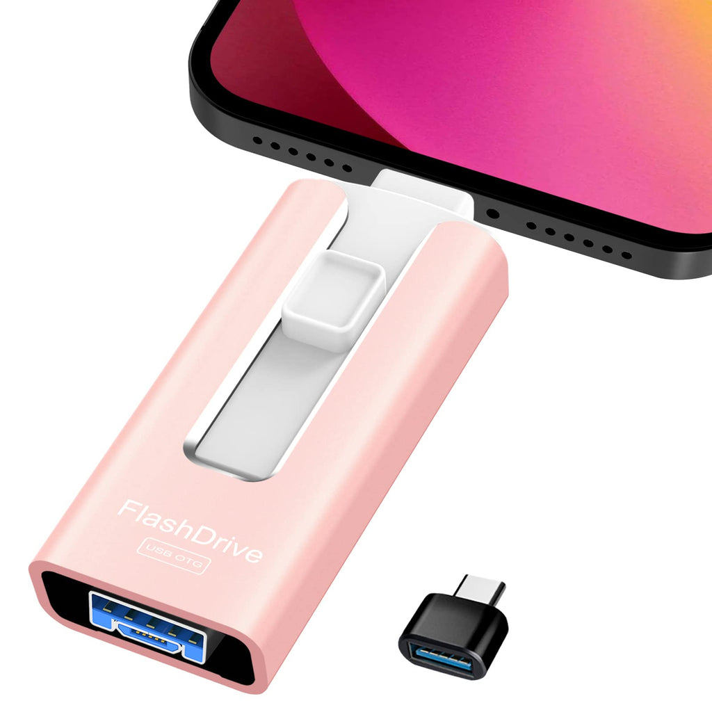 Sunany USB Flash Drive 256 GB Compatible with Phone and Pad, High Speed External Thumb Drives USB Memory Storage Photo Stick for Save More Photos and Videos (Pink) 256GB Pink