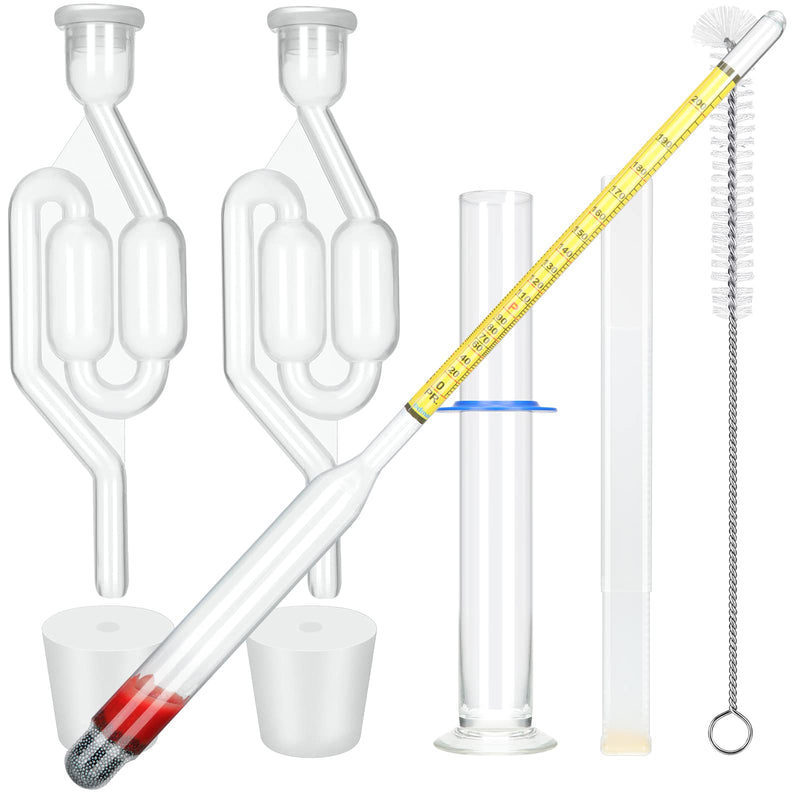 Hydrometer Alcohol Meter Test Kit Hydrometer Alcohol 0-200 Proof Digital Hydrometer Alcohol with 1 Glass Cylinder, 1 Brush and 2 Airlock for Proofing Distilled, Alcohol Content Tester