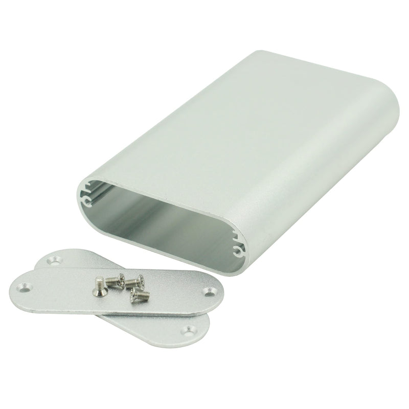UHZBTEC Small Size Handheld Oval Shape Aluminum Extruded Enclosure Box for Electronics Silver 4.33 x 2.75 x 0.74 inch ( L x W x H ) U-AEE7024:110x70x24mm