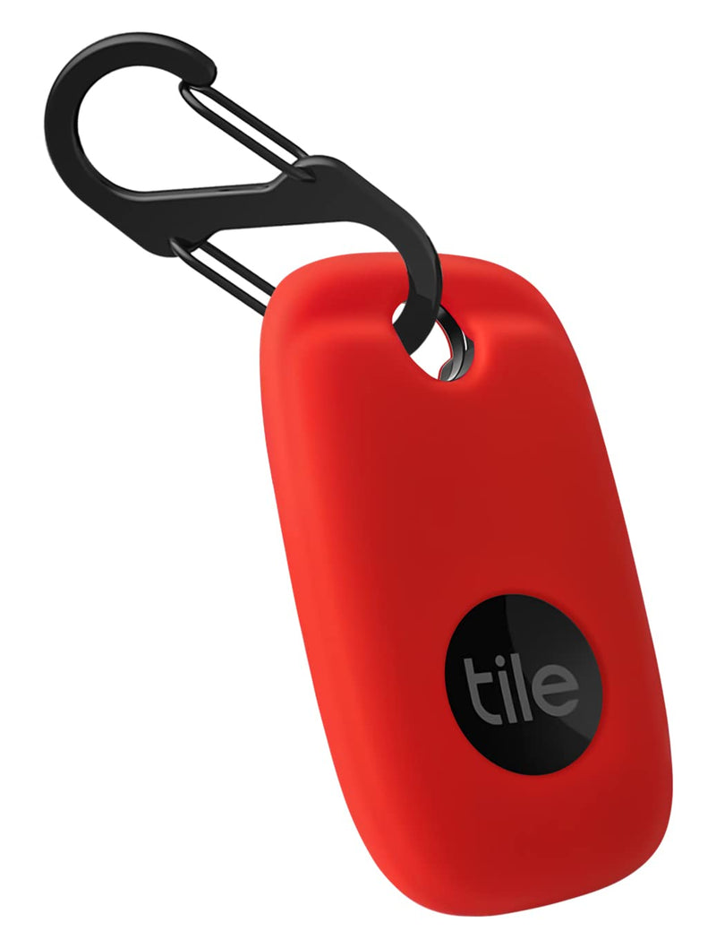 Geiomoo Silicone Case for Tile Pro 2022 Tracker, Soft Flexible Scratch Resistant Cover with Carabiner (Red) Red