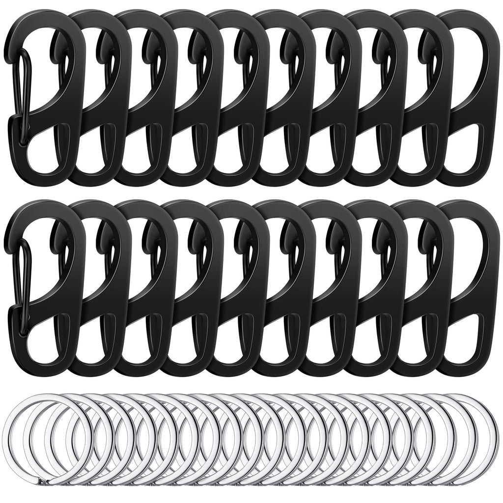 40 Pieces Mini Carabiner Clip Tiny Keychain Carabiner Mini Keyring for Backpack Bottle Keychain Accessories Black, Silver