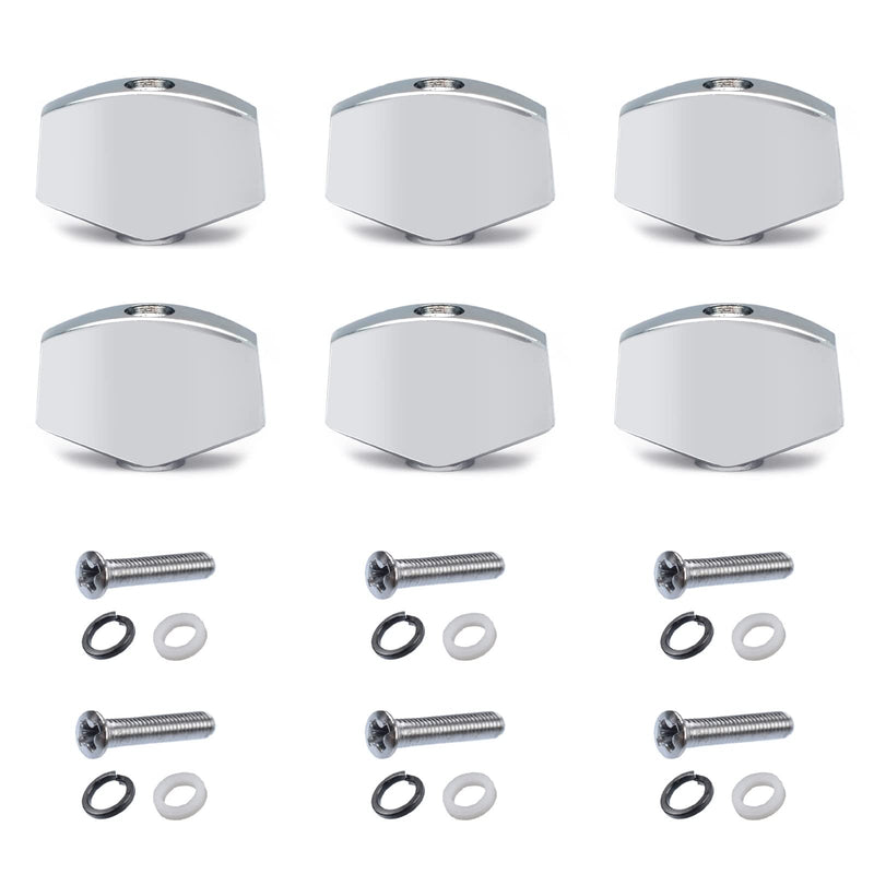 MAXCHEER 6PCS Metal Small Square Shape Guitar Tuning Peg Tuners Machine Handle Replacemen Buttons Tip