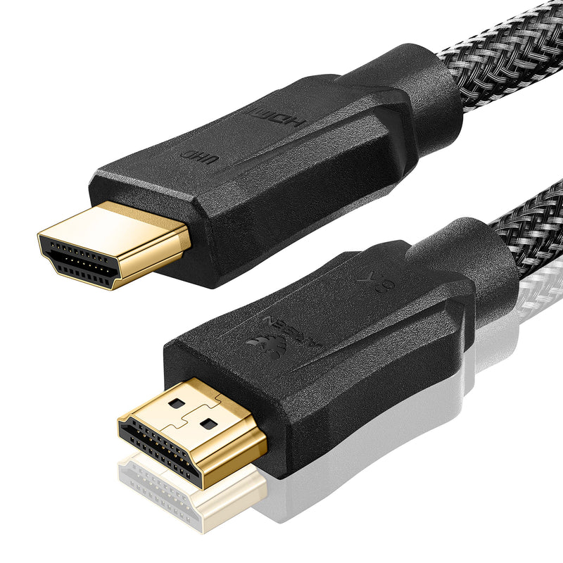 8K HDMI Cable 10FT / 3M, HDMI 2.1 Cable 4K@120Hz 8K@60Hz Ultra High Speed 48Gbps HDMI Braided Cord, DTS:X, HDCP 2.2 & 2.3, HDR 10 Compatible with TV, PS4 PS5, Monitor, Projector, Blu-ray and More