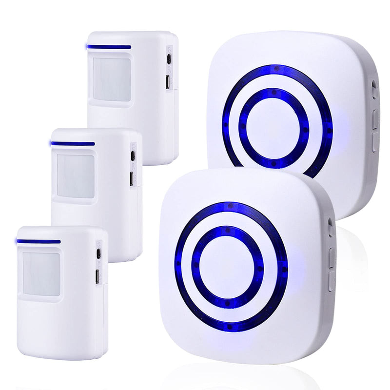 Motion Sensor Alarm ,Wireless Driveway Alarm Indoor Home Security Business Detector Alert System -Monitor&Protect Property - 2 Receiver and 3 PIR Sensor-38 Chime Tunes 2 Receiver+ 3 Sensor