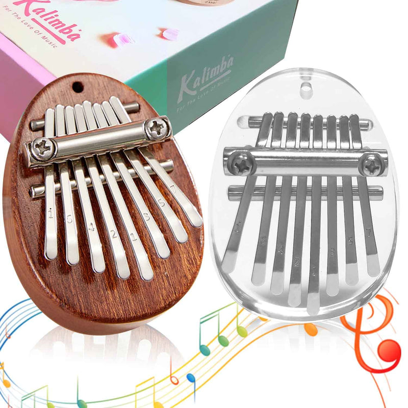 2 Pcs Mini Kalimba, Mini Thumb Piano with 8 Keys, Portable Mbira Finger Piano Gifts for Kids and Adults Beginners
