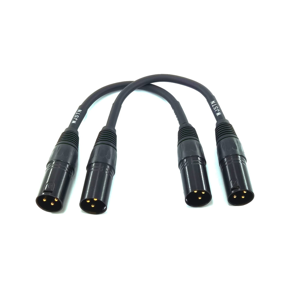 WJSTN-060 XLR Adapter Male to Male, XLR 3pin Male Panel Mount 6 inches 3 pin XLR Extension shunt Cable 2 Pack