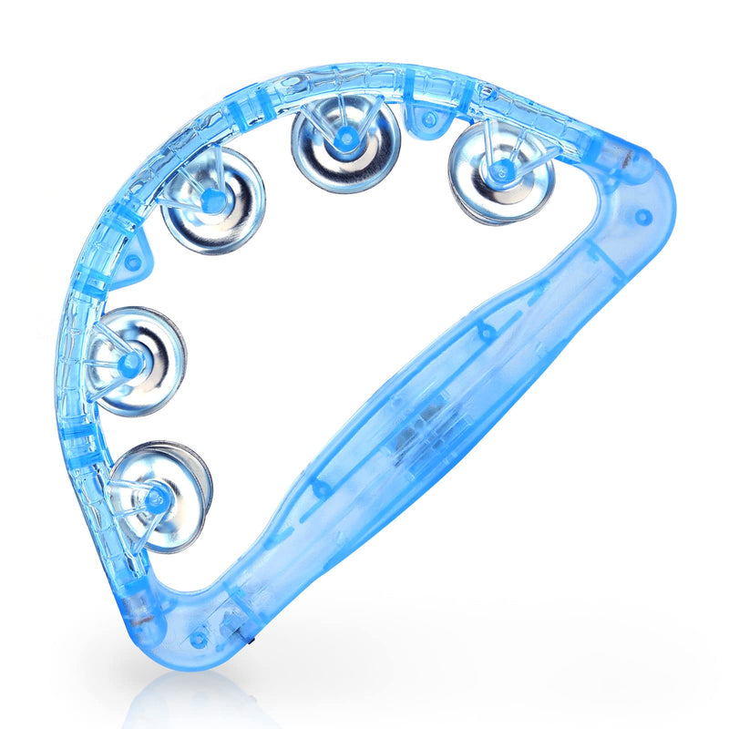 LED Tambourine - Musical Flashing Handheld Percussion Instruments for Adults - Light Up Tambourine with Batteries Included Blue