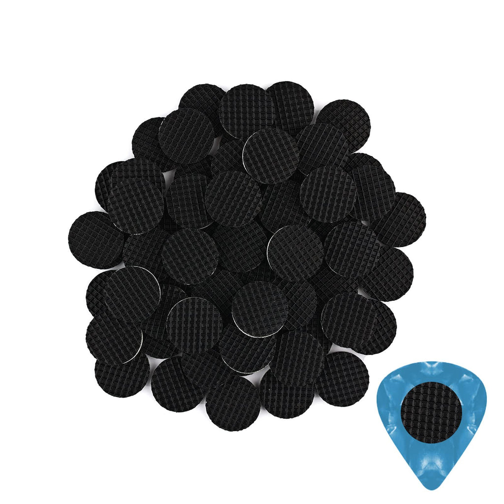 AIEX 30 Pcs Grips for Guitar Picks, Rubber Guitars Pick Grip, Self-Adhesive Round Guitar Grips for Guitars Picks Stop Dropping (Black, Only Grips)