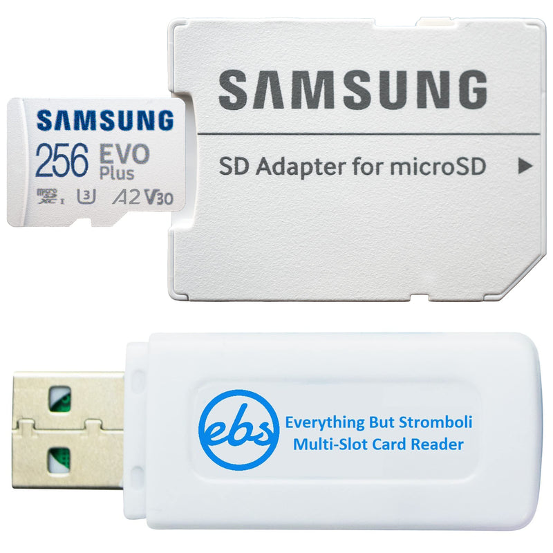 [AUSTRALIA] - Samsung 256GB EVO Plus Class 10 microSDXC Memory Card for Samsung Phone Works with Galaxy A52 5G, A72, A52 Cell Phone (MB-MC256KA) Bundle with (1) Everything But Stromboli SD & MicroSD Card Reader 