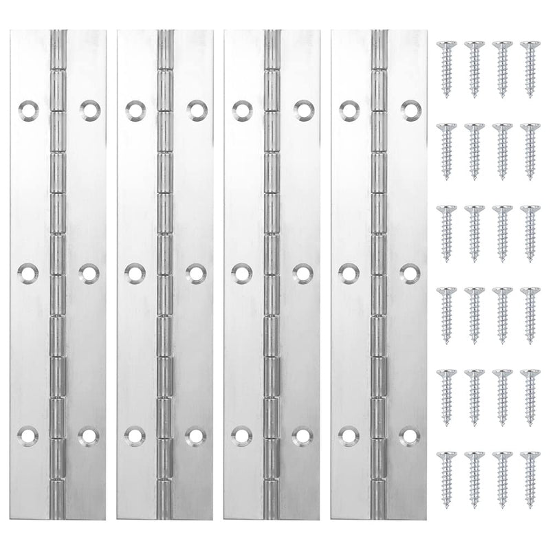 4Pack 6 Inch Sliver Piano Hinges for Cabinet Hinges, Continuous Hinges Heavy Duty Stainless Steel 304 Long Hinges, Thickness 0.05inch (4 Pack 6*1.2Inch(Sliver)) 4 Pack 6*1.2Inch(Sliver)