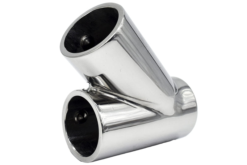 MARIEN City Tee Connector Hand Rail 45° / 60°/ 90°Fittings 3-Ways for 7/8'' Tube Marine Grade Stainless Steel Heavy Duty Boat Hardware (2Pack) 45°